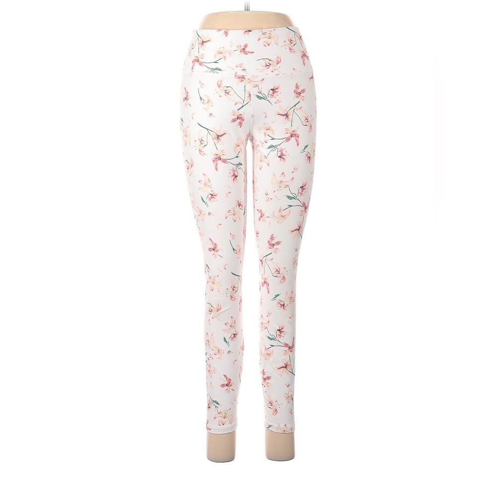 Fabletics white leggings with a flower pattern
